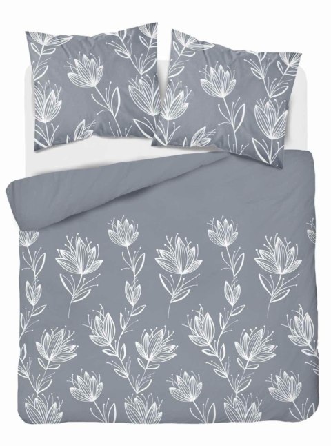 Pościel flanelowa 220x200 szara kwiaty 4946 B Flanela 2024 Pościel flanelowa 220x200 szara kwiaty 4946 B Flanela 2024