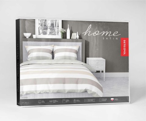Pościel satynowa 140x200 biała kremowa szara pasy 5053A z jedną poszewką Home Satin 27 Pościel satynowa 140x200 biała kremowa szara pasy 5053A z jedną poszewką Home Satin 27