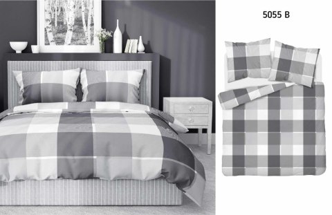 Pościel satynowa 220x200 biała szara krata 5055B Home Satin 27 Pościel satynowa 220x200 biała szara krata 5055B Home Satin 27