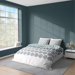 Pościel z mikrofibry 160x200 biała zielona szara groszki 5160 A 30 Light