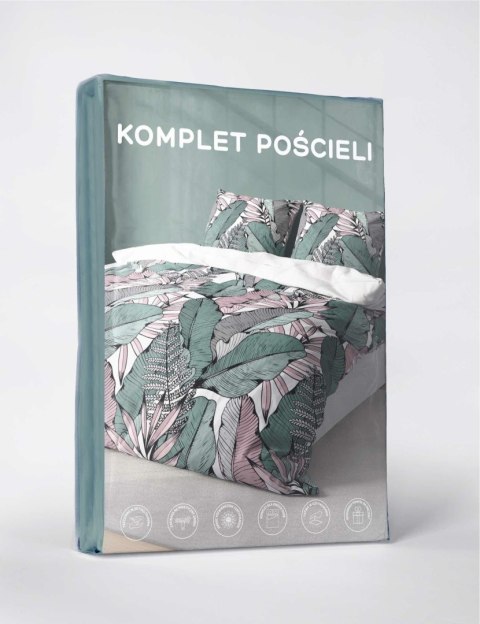 Pościel z mikrofibry 220x200 biała zielona liście 5169 A 30 Light Pościel z mikrofibry 220x200 biała zielona liście 5169 A 30 Light