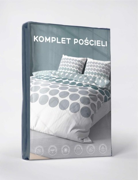 Pościel z mikrofibry 220x200 biała zielona szara groszki 5160 A 30 Light Pościel z mikrofibry 220x200 biała zielona szara groszki 5160 A 30 Light