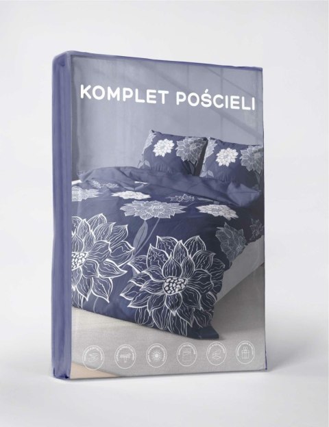 Pościel z mikrofibry 220x200 granatowa biała kwiaty 5167 A 30 Light Pościel z mikrofibry 220x200 granatowa biała kwiaty 5167 A 30 Light