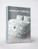 Pościel z mikrofibry 220x200 miętowa biała kwiaty 5165 A 30 Light Pościel z mikrofibry 220x200 miętowa biała kwiaty 5165 A 30 Light