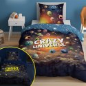 Pościel świecąca w ciemności 140x200 4905 A Crazy universe granatowa niebieska ciemna wielokolorowa planety Fluo 78