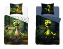 Pościel świecąca w ciemności 140x200 4908 A Dino zielona biała wielokolorowa Fluo 78