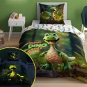 Pościel świecąca w ciemności 140x200 4908 A Dino zielona biała wielokolorowa Fluo 78