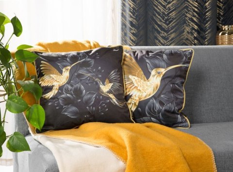 Poszewka dekoracyjna 45x45 Velvet 135 czarna złota ptak welurowa Eurofirany Poszewka dekoracyjna 45x45 Velvet 135 czarna złota ptak welurowa Eurofirany