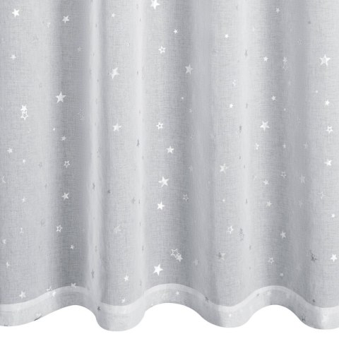 Firana 140x250 Star świąteczna biała srebrna gwiazdki z błyszczącym nadrukiem gotowa na przelotkach Eurofirany Firana 140x250 Star świąteczna biała srebrna gwiazdki z błyszczącym nadrukiem gotowa na przelotkach Eurofirany
