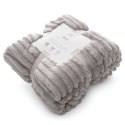 Koc narzuta 150x200 Soft beżowy z mikrofibry prążki D91