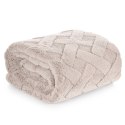 Koc narzuta 150x200 Soft beżowy z mikrofibry prążki D91