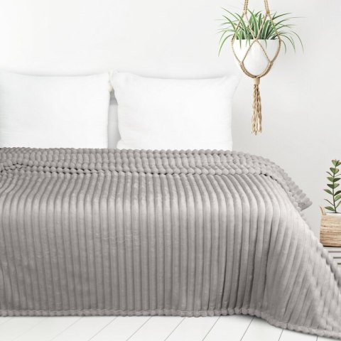 Koc narzuta 170x210 Soft beżowy z mikrofibry prążki D91 Koc narzuta 170x210 Soft beżowy z mikrofibry prążki D91