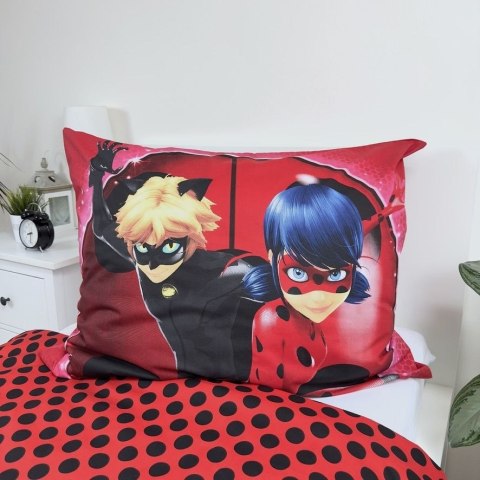 Pościel bawełniana 140x200 Biedronka i Czarny Kot Ladybug Miraculous czerwona w czarne kropki JF24 Pościel bawełniana 140x200 Biedronka i Czarny Kot Ladybug Miraculous czerwona w czarne kropki JF24