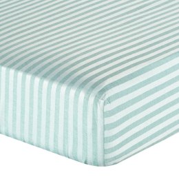 Prześcieradło adamaszkowe z gumką 140x200 Pasy miętowe paski na wysoki materac 30 cm Eurofirany