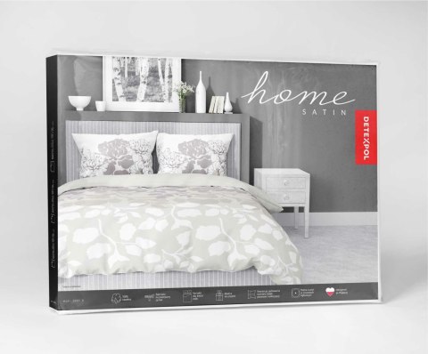 Pościel satynowa 160x200 beżowa jasna szara biała kwiaty liście 5090 B Home Satin 11 Pościel satynowa 160x200 beżowa jasna szara biała kwiaty liście 5090 B Home Satin 11
