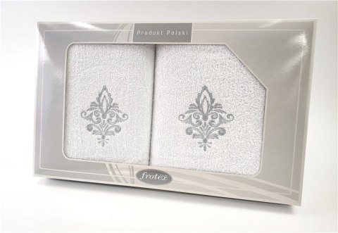 Komplet ręczników w pudełku 2 szt 50x90 70x140 Gift biały wzór 5 Frotex Komplet ręczników w pudełku 2 szt 50x90 70x140 Gift biały wzór 5 Frotex