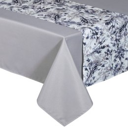 Obrus + bieżnik 140x180+33x180 Anita 3 szary jasny zdobiony wzorem roślinnym Eurofirany