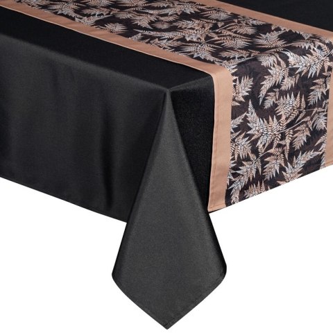 Obrus + bieżnik 140x220+33x220 Anita 1 czarny zdobiony wzorem roślinnym Eurofirany Obrus + bieżnik 140x220+33x220 Anita 1 czarny zdobiony wzorem roślinnym Eurofirany
