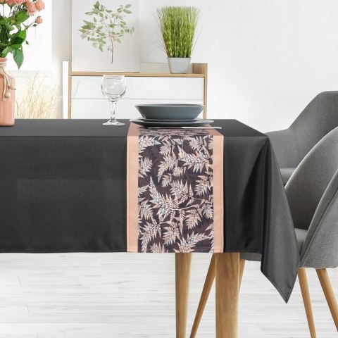 Obrus + bieżnik 140x220+33x220 Anita 1 czarny zdobiony wzorem roślinnym Eurofirany Obrus + bieżnik 140x220+33x220 Anita 1 czarny zdobiony wzorem roślinnym Eurofirany