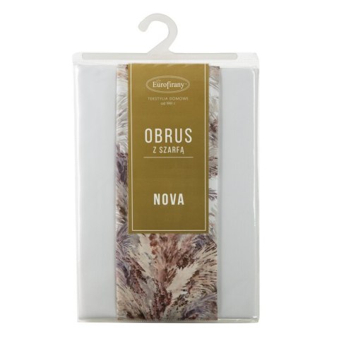Obrus + bieżnik 140x220+33x220 Anita 4 biały zdobiony wzorem roślinnym Eurofirany Obrus + bieżnik 140x220+33x220 Anita 4 biały zdobiony wzorem roślinnym Eurofirany
