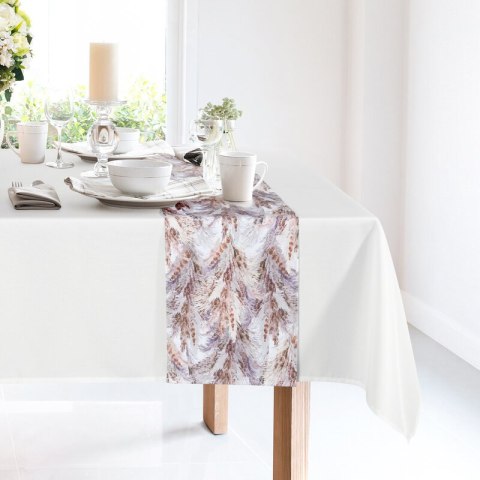 Obrus + bieżnik 140x300+33x300 Anita 4 biały zdobiony wzorem roślinnym Eurofirany Obrus + bieżnik 140x300+33x300 Anita 4 biały zdobiony wzorem roślinnym Eurofirany