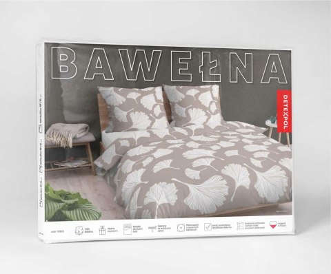Pościel bawełniana 160x200 beżowa biała liście miłorzębu 5106 B Bawełna 32 Pościel bawełniana 160x200 beżowa biała liście miłorzębu 5106 B Bawełna 32