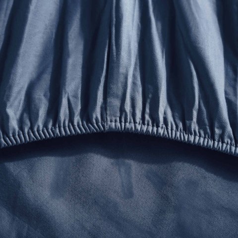 Prześcieradło satynowe z gumką 200x220 granatowe jednobarwne na wysoki materac I24 Prześcieradło satynowe z gumką 200x220 granatowe jednobarwne na wysoki materac I24