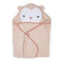 Okrycie kąpielowe 76x76 Sówka łososiowy ręcznik z kapturkiem Clean & Cuddly INGENUITY