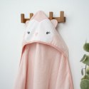 Okrycie kąpielowe 76x76 Sówka łososiowy ręcznik z kapturkiem Clean & Cuddly INGENUITY