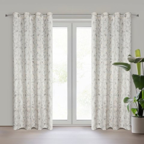Zasłona 140x250 Kornelia kremowa z błyszczącym nadrukiem gotowa na przelotkach Eurofirany Zasłona 140x250 Kornelia kremowa z błyszczącym nadrukiem gotowa na przelotkach Eurofirany