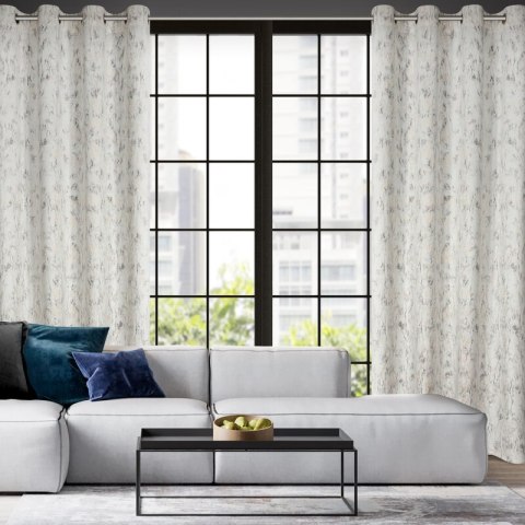 Zasłona 140x250 Kornelia kremowa z błyszczącym nadrukiem gotowa na przelotkach Eurofirany Zasłona 140x250 Kornelia kremowa z błyszczącym nadrukiem gotowa na przelotkach Eurofirany