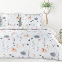 Pościel z mikrowłókna 220x200 Lea 10 kwiaty liście biała beżowa szara D91 Pościel z mikrowłókna 220x200 Lea 10 kwiaty liście biała beżowa szara D91