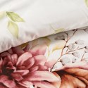 Pościel z mikrowłókna 220x200 Lea 11 kwiaty liście biała wrzosowa zielona D91 Pościel z mikrowłókna 220x200 Lea 11 kwiaty liście biała wrzosowa zielona D91