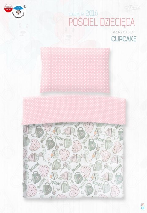 Pościel bawełniana 100x135 Cupcake Serca różowa groszki 7790 do łóżeczka Pościel bawełniana 100x135 Cupcake Serca różowa groszki 7790 do łóżeczka