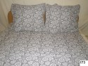 Pościel z kory 160x200 wzór 173 szara w białe kwiatki na guziki 100% bawełna gruba