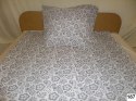 Pościel z kory 160x200 wzór 187 biała w szare kwiatki na guziki 100% bawełna gruba Pościel z kory 160x200 wzór 187 biała w szare kwiatki na guziki 100% bawełna gruba