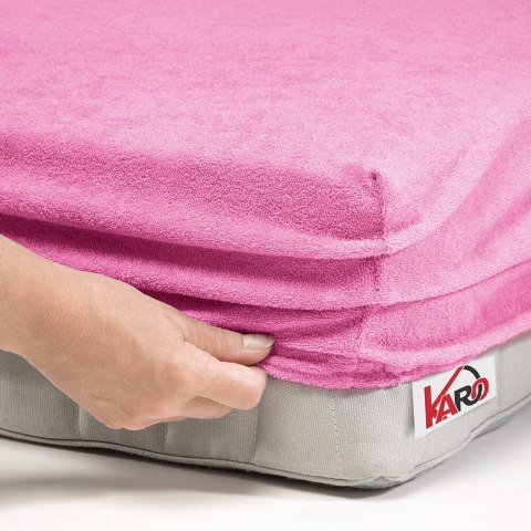 Prześcieradło frotte z gumką 160x200 różowe 020 grube 200g/m2 KARO Prześcieradło frotte z gumką 160x200 różowe 020 grube 200g/m2 KARO