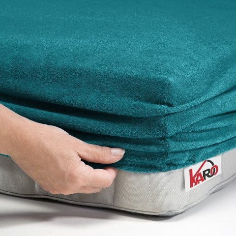 Prześcieradło frotte z gumką 160x200 turkusowe morskie 048 grube 200g/m2 KARO Prześcieradło frotte z gumką 160x200 turkusowe morskie 048 grube 200g/m2 KARO
