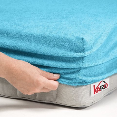 Prześcieradło frotte z gumką 180x200 turkusowe 030 grube 200g/m2 KARO Prześcieradło frotte z gumką 180x200 turkusowe 030 grube 200g/m2 KARO