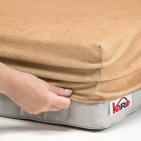 Prześcieradło frotte z gumką 200x220 beżowe ciemne 010 grube 200g/m2 KARO Prześcieradło frotte z gumką 200x220 beżowe ciemne 010 grube 200g/m2 KARO