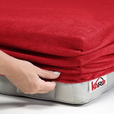 Prześcieradło frotte z gumką 200x220 czerwone 024 grube 200g/m2 KARO Prześcieradło frotte z gumką 200x220 czerwone 024 grube 200g/m2 KARO