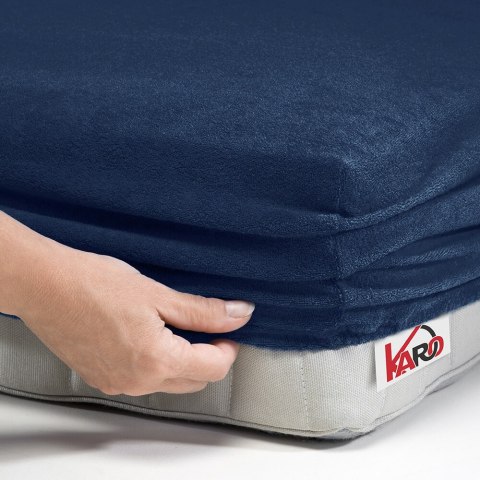 Prześcieradło frotte z gumką 200x220 granatowe 034 grube 200g/m2 KARO Prześcieradło frotte z gumką 200x220 granatowe 034 grube 200g/m2 KARO