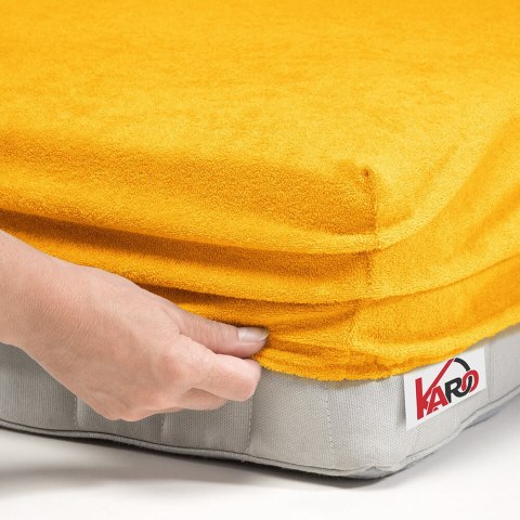 Prześcieradło frotte z gumką 200x220 musztardowe słoneczne 005 grube 200g/m2 KARO Prześcieradło frotte z gumką 200x220 musztardowe słoneczne 005 grube 200g/m2 KARO