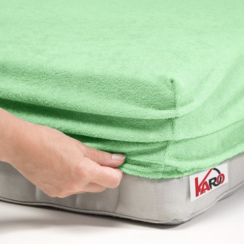 Prześcieradło frotte z gumką 200x220 seledynowe 012 grube 200g/m2 KARO Prześcieradło frotte z gumką 200x220 seledynowe 012 grube 200g/m2 KARO