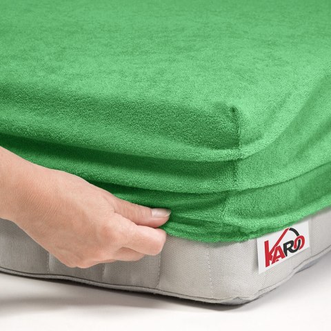 Prześcieradło frotte z gumką 200x220 zielone groszkowe 015 grube 200g/m2 KARO Prześcieradło frotte z gumką 200x220 zielone groszkowe 015 grube 200g/m2 KARO