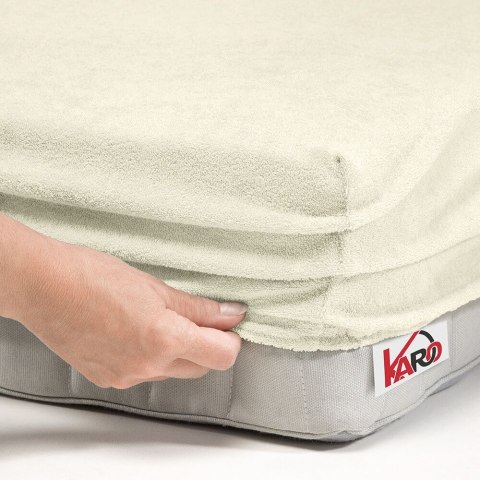 Prześcieradło frotte z gumką 90x200 ekri 002 grube 200g/m2 KARO Prześcieradło frotte z gumką 90x200 ekri 002 grube 200g/m2 KARO