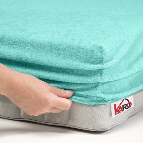 Prześcieradło frotte z gumką 90x200 miętowe 054 grube 200g/m2 KARO Prześcieradło frotte z gumką 90x200 miętowe 054 grube 200g/m2 KARO