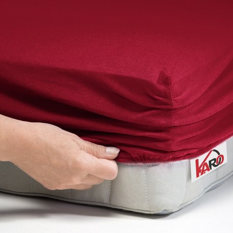 Prześcieradło jersey z gumką 90x200 bordowe 026 grube 150g/m2 KARO Prześcieradło jersey z gumką 90x200 bordowe 026 grube 150g/m2 KARO