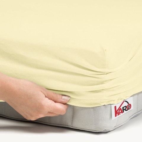 Prześcieradło jersey z gumką 90x200 kremowe 003 grube 150g/m2 KARO Prześcieradło jersey z gumką 90x200 kremowe 003 grube 150g/m2 KARO