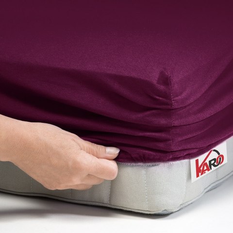 Prześcieradło jersey z gumką 90x200 śliwkowe 027 grube 150g/m2 KARO Prześcieradło jersey z gumką 90x200 śliwkowe 027 grube 150g/m2 KARO